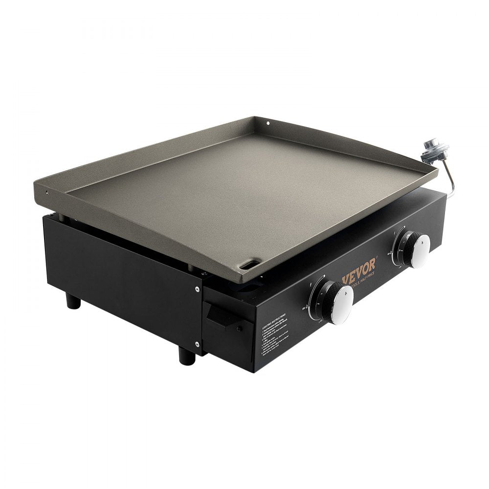 VEVOR Commercial Griddle, 22.4" Heavy Duty Manual Flat Top Griddle, Countertop Gas Grill with Non-Stick Cooking Plate, Countertop Gas Griddle, H-Shaped Burner Restaurant Portable Grill, 13,000 BTU