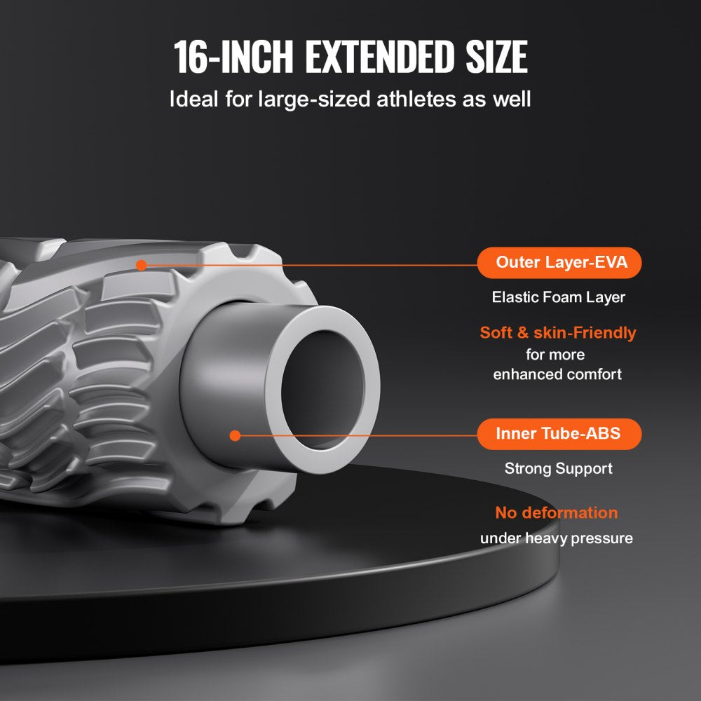 VEVOR Vibrating Foam Roller, 5-Speed Electric Massage Roller, 16" Rechargeable Muscle Roller with 3 Vibration Modes, High Density EVA Foam Massager for Deep Tissue, Back Pain Relief, Exercise Recovery