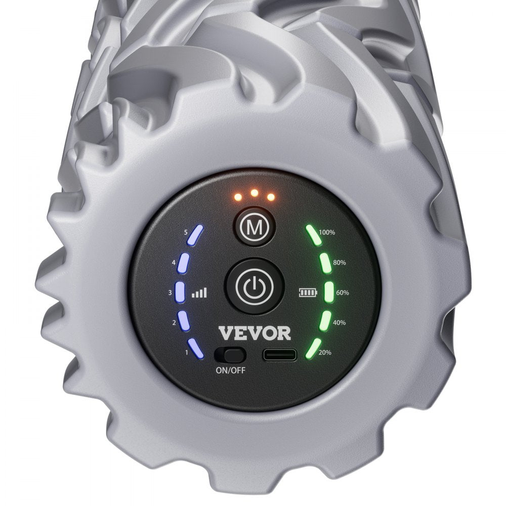 VEVOR Vibrating Foam Roller, 5-Speed Electric Massage Roller, 16" Rechargeable Muscle Roller with 3 Vibration Modes, High Density EVA Foam Massager for Deep Tissue, Back Pain Relief, Exercise Recovery