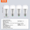 VEVOR Smart Light Bulbs, 4-Pack, 9W Multicolor LED Bulbs, 800 Lumens with Smart Control Compatibility for Vera, Google Assistant, Amazon Alexa, iOS, Android, RGB Color Changing