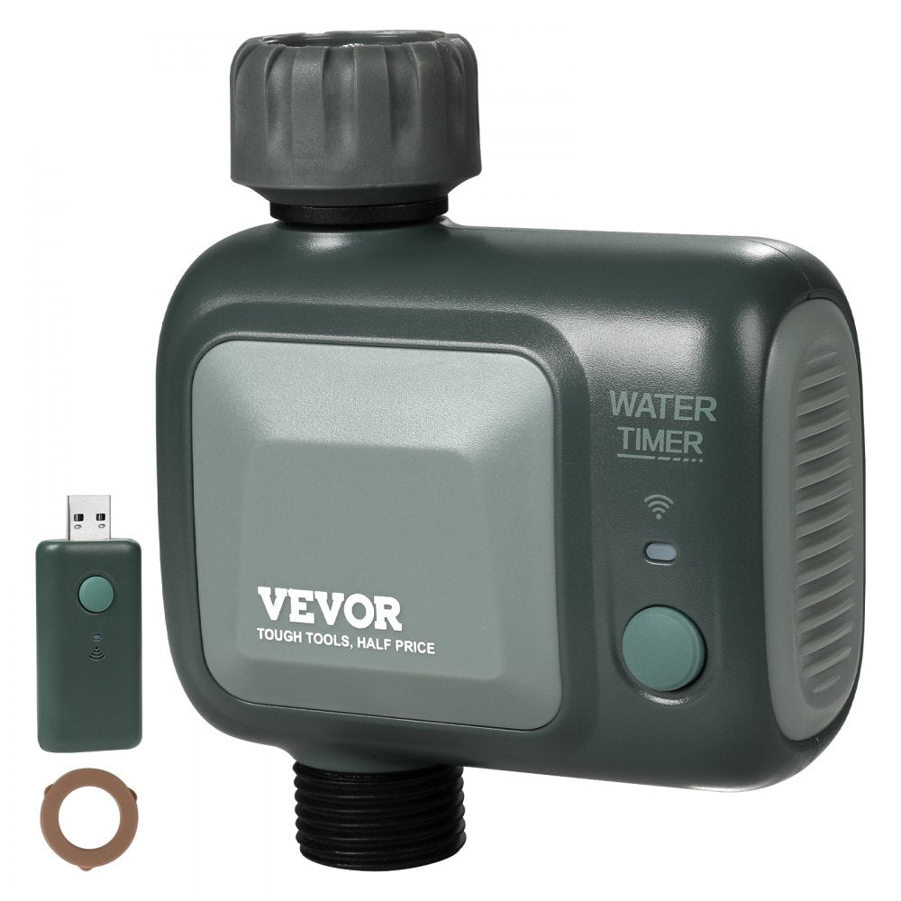 VEVOR WiFi Sprinkler Timer, Single Outlet, Smart Hose Faucet Water Timer with Brass Inlet, APP Control via 2.4Ghz WiFi or Bluetooth, Voice Control with Alexa Google Assistant, IPX6 for Yard Watering