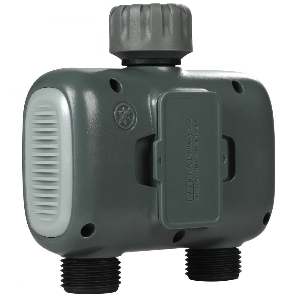 VEVOR WiFi Sprinkler Timer, 2 Outlets, Smart Hose Faucet Water Timer with Brass Inlet, APP Control via 2.4Ghz WiFi or Bluetooth, Voice Control with Alexa and Google Assistant, IPX6 for Yard Watering