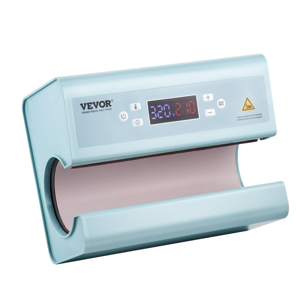 VEVOR Auto Tumbler Heat Press Machine, Mug Heat Press for 11-30oz Sublimation Tumblers, Heat Up Fast and Even, Tumbler Press with Tape and Glove, Temp and Time Setting, for Tumblers, Cups, Mugs, Blue
