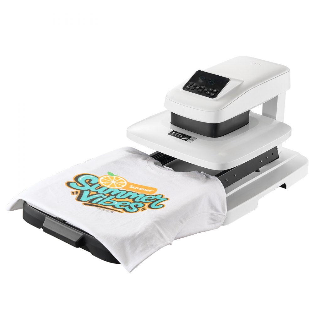 VEVOR Auto Heat Press Machine 15 x 15 inch T-Shirt Press Machine White, Auto Release and Adjustable Pressure, Digital Display, Rapid and Even Heating, for Sublimation, Vinyl, Heat Transfer Projects