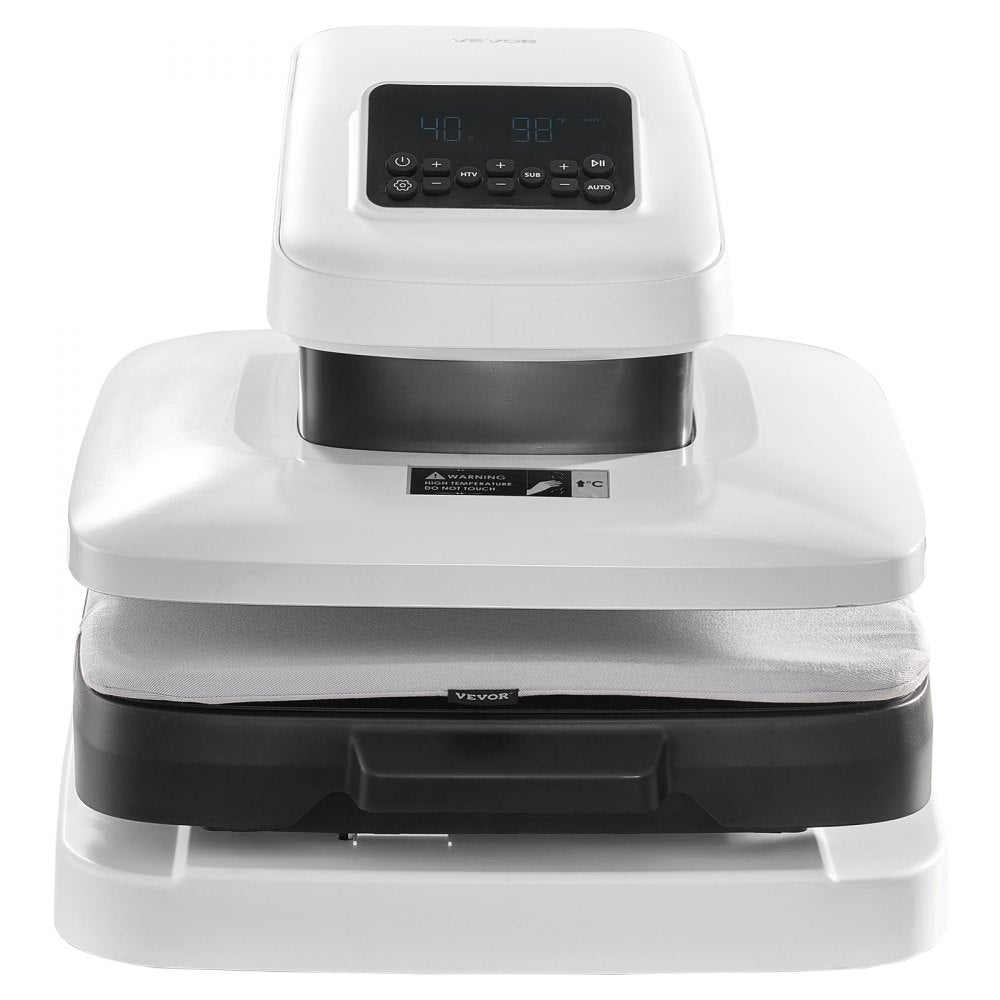 VEVOR Auto Heat Press Machine 15 x 15 inch T-Shirt Press Machine White, Auto Release and Adjustable Pressure, Digital Display, Rapid and Even Heating, for Sublimation, Vinyl, Heat Transfer Projects