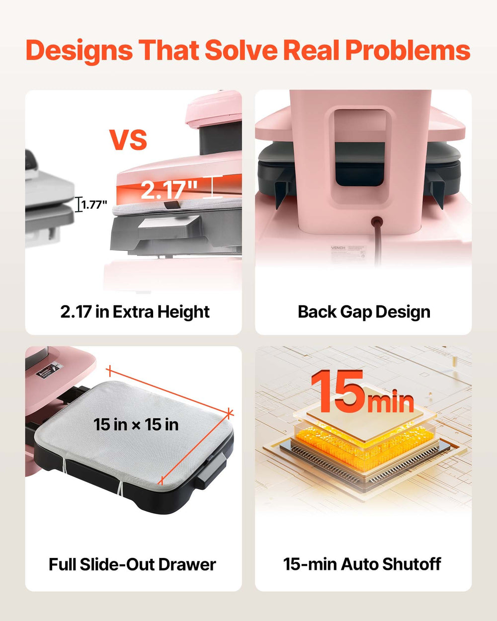 VEVOR Auto Heat Press Machine Pink - designs that solve real problems features graphic