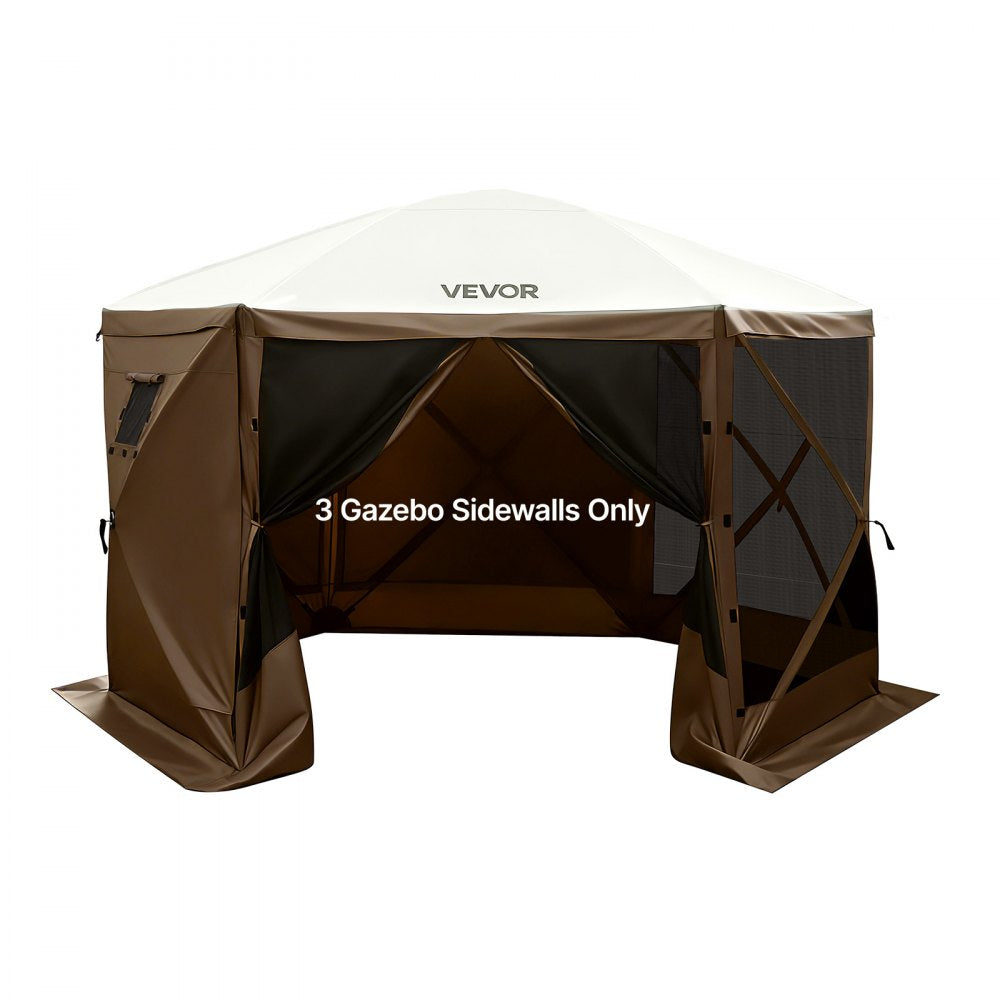 VEVOR Canopy Sidewalls, 5.67 x 4.85 ft, Canopy Tent Walls with Waterproof and Sunlight Protection Layer, One-Sided Window Design, Fit for Outdoor Event Tents, Vendor Booths (3 Sidewalls Only, Brown)