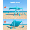 VEVOR Beach Tent Sun Shelter, UPF50+ Sun Protection, 6.6 ft Tall, 10 x 10 ft, Easy Pop Up Beach Canopy with Sandbags, Stability Poles, Sand Shovels, Portable Shade for Family, Camping, Fishing, Green