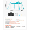 VEVOR Beach Tent Sun Shelter, UPF50+ Sun Protection, 6.6 ft Tall, 10 x 10 ft, Easy Pop Up Beach Canopy with Sandbags, Stability Poles, Sand Shovels, Portable Shade for Family Outings, Camping, Fishing