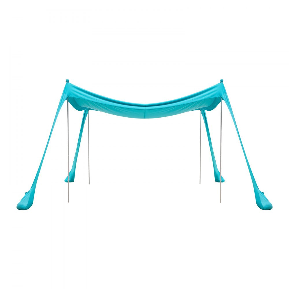 VEVOR Beach Tent Sun Shelter, UPF50+ Sun Protection, 6.6 ft Tall, 10 x 10 ft, Easy Pop Up Beach Canopy with Sandbags, Stability Poles, Sand Shovels, Portable Shade for Family Outings, Camping, Fishing