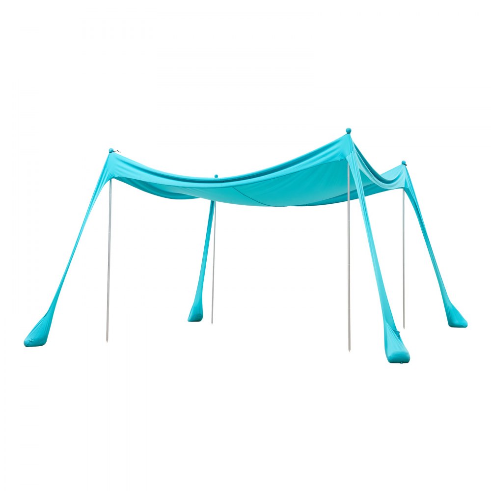 VEVOR Beach Tent Sun Shelter, UPF50+ Sun Protection, 6.6 ft Tall, 10 x 10 ft, Easy Pop Up Beach Canopy with Sandbags, Stability Poles, Sand Shovels, Portable Shade for Family Outings, Camping, Fishing