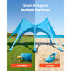 VEVOR Beach Tent Sun Shelter, UPF50+ Sun Protection, 9.2 ft Tall, 20 x 13 ft, Easy Pop Up Beach Canopy with Sandbags, Stability Poles, Sand Shovels, Portable Shade for Family Outings, Camping, Fishing