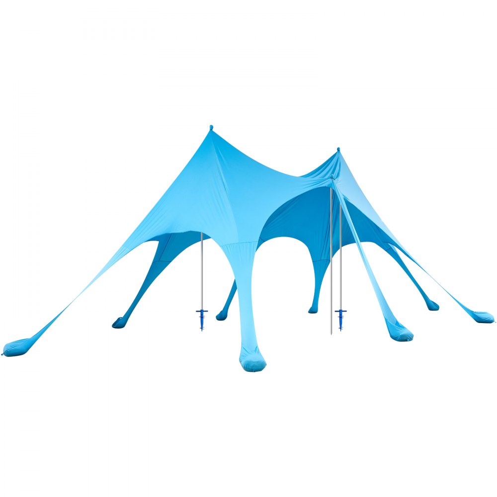 VEVOR Beach Tent Sun Shelter, UPF50+ Sun Protection, 9.2 ft Tall, 20 x 13 ft, Easy Pop Up Beach Canopy with Sandbags, Stability Poles, Sand Shovels, Portable Shade for Family Outings, Camping, Fishing