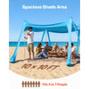 VEVOR Beach Tent Sun Shelter, UPF50+ Sun Protection, 6.6 ft Tall, 10 x 10 ft, Easy Pop Up Beach Canopy with Sandbags, Stability Poles, Sand Shovels, Portable Shade for Family, Camping, Fishing, Blue