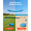 VEVOR Beach Tent Sun Shelter, UPF50+ Sun Protection, 6.6 ft Tall, 10x10 ft, Easy Pop Up Beach Canopy with 8 Sandbags, Stability Poles, Sand Shovels, Portable Shade for Family Outings, Camping, Fishing