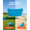 VEVOR Beach Tent Sun Shelter, UPF50+ Sun Protection, 6.6 ft Tall, 11 x 11 ft, Easy Pop Up Beach Canopy with Sandbags, Stability Poles, Sand Shovels, Portable Shade for Family Outings, Camping, Fishing