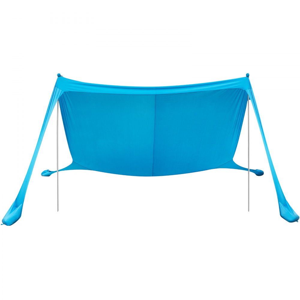 VEVOR Beach Tent Sun Shelter, UPF50+ Sun Protection, 6.6 ft Tall, 11 x 11 ft, Easy Pop Up Beach Canopy with Sandbags, Stability Poles, Sand Shovels, Portable Shade for Family Outings, Camping, Fishing