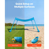 VEVOR Beach Tent Sun Shelter, UPF50+ Sun Protection, 6.6 ft Tall, 10x10 ft, Easy Pop Up Beach Canopy with 4 Sandbags, Stability Poles, Sand Shovels, Portable Shade for Family Outings, Camping, Fishing