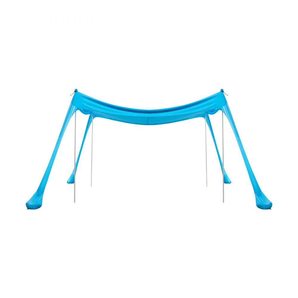 VEVOR Beach Tent Sun Shelter, UPF50+ Sun Protection, 6.6 ft Tall, 10x10 ft, Easy Pop Up Beach Canopy with 4 Sandbags, Stability Poles, Sand Shovels, Portable Shade for Family Outings, Camping, Fishing