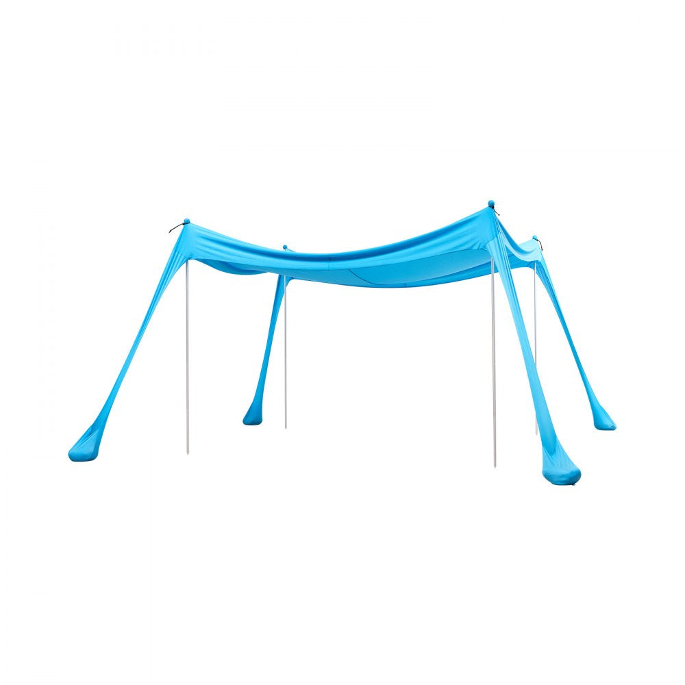 VEVOR Beach Tent Sun Shelter, UPF50+ Sun Protection, 6.6 ft Tall, 10x10 ft, Easy Pop Up Beach Canopy with 4 Sandbags, Stability Poles, Sand Shovels, Portable Shade for Family Outings, Camping, Fishing