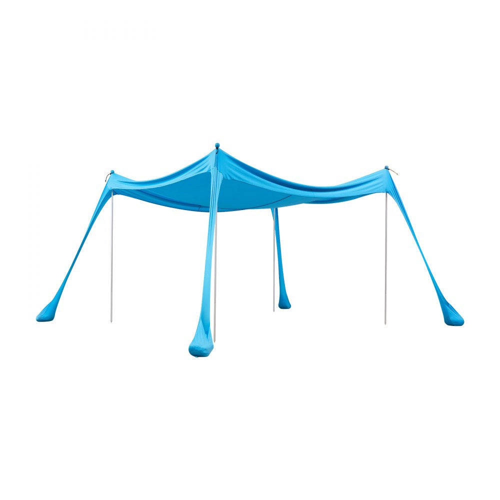 VEVOR Beach Tent Sun Shelter, UPF50+ Sun Protection, 6.6 ft Tall, 10x10 ft, Easy Pop Up Beach Canopy with 4 Sandbags, Stability Poles, Sand Shovels, Portable Shade for Family Outings, Camping, Fishing