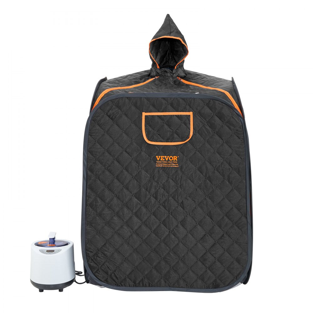 VEVOR Portable Personal Steam Sauna Spa Tent with 1200 Watt Steam Generator, with Chair & Storage Bag, Home Therapeutic Sauna Blanket for Detox Relaxation, Time & Temperature Remote Control, Black