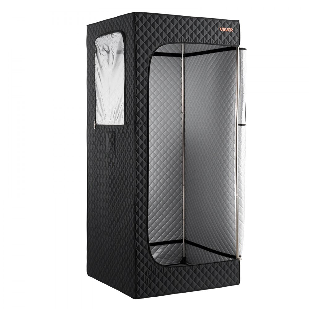 VEVOR Upgraded Portable Steam Sauna for Home, 1 Person Full Body Home Spa Tent with Steamer & 1 Foldable Chairs & Remote & Essential Oil Box,Heavy-Duty Stainless Steel Frame Sauna Box, (Black)