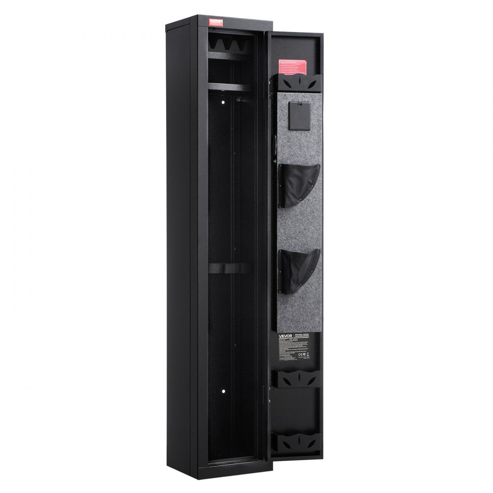 VEVOR Gun Safe, Heavy Duty Cold-Rolled Steel Fireproof Rifle Cabinet with Digital Keypad & Key, Large Long Gun Cabinet with Magazine and LED Lighting, Adjustable Racks for Rifles, Pistols, Shotgun