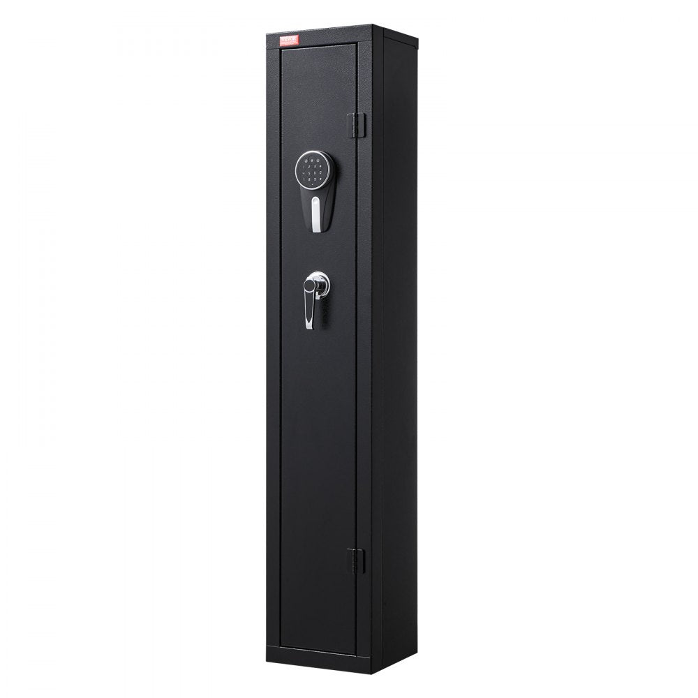 VEVOR Gun Safe, Heavy Duty Cold-Rolled Steel Fireproof Rifle Cabinet with Digital Keypad & Key, Large Long Gun Cabinet with Magazine and LED Lighting, Adjustable Racks for Rifles, Pistols, Shotgun