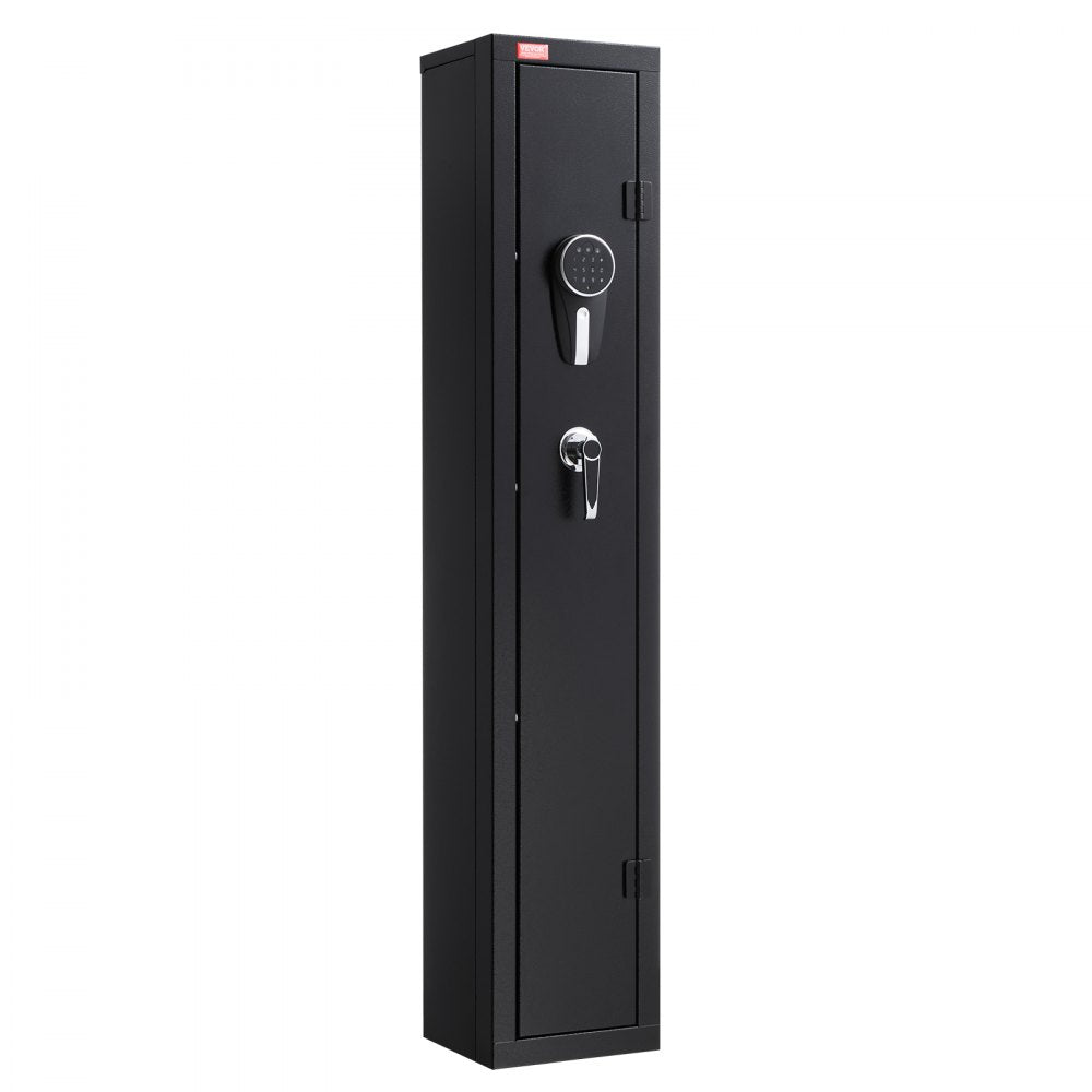 VEVOR Gun Safe, Heavy Duty Cold-Rolled Steel Fireproof Rifle Cabinet with Digital Keypad & Key, Large Long Gun Cabinet with Magazine and LED Lighting, Adjustable Racks for Rifles, Pistols, Shotgun