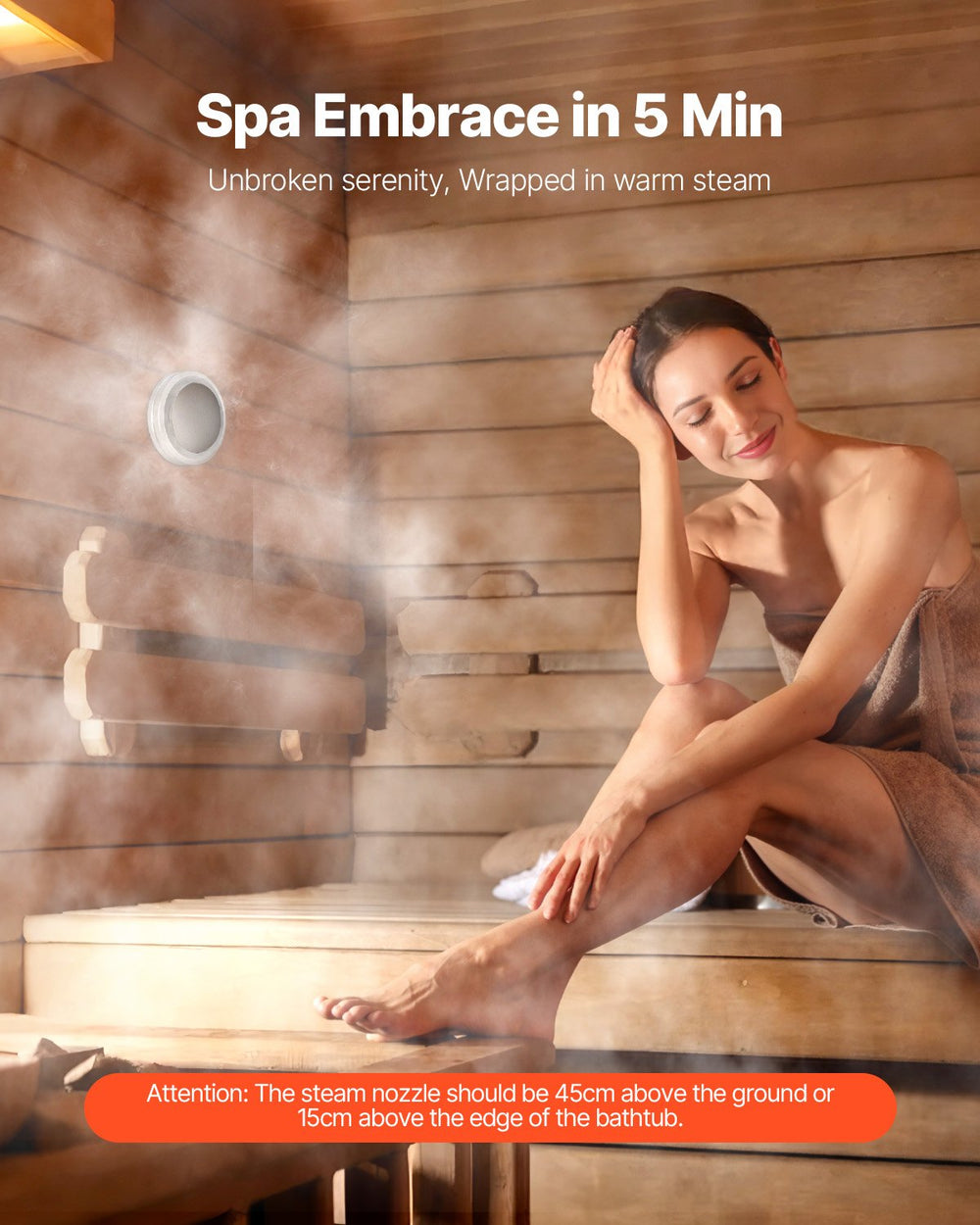 VEVOR Steam Generator, 4 kW Steam Shower System with Controller for Home Sauna Bath Spa, Commercial Auto Drain Kit with Overheat, Dry-Run & Overpressure Protection, 10 Min to 24h Efficient, Black