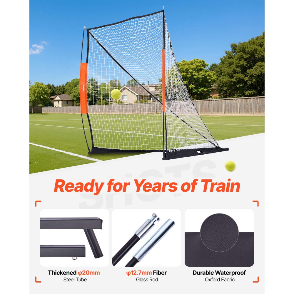 VEVOR Lacrosse Goal, 6' x 6' Lacrosse Net, Portable Lacrosse Goal with Carry Bag, Fiberglass Rod Backyard Lacrosse Training Equipment, Easy Setup Collegiate Goal, Perfect for Youth Adult Training
