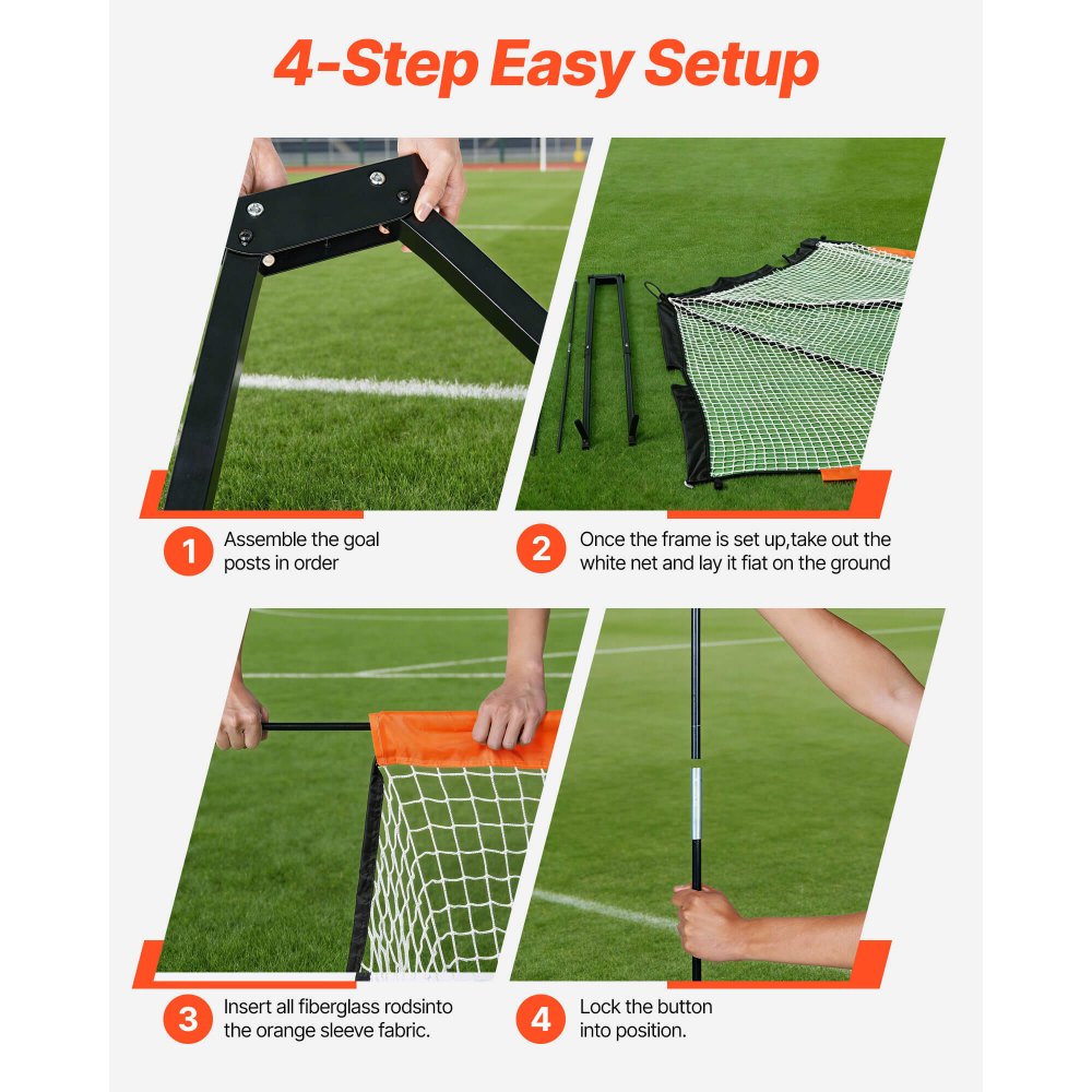 VEVOR Lacrosse Goal, 6' x 6' Lacrosse Net, Portable Lacrosse Goal with Carry Bag, Fiberglass Rod Backyard Lacrosse Training Equipment, Easy Setup Collegiate Goal, Perfect for Youth Adult Training