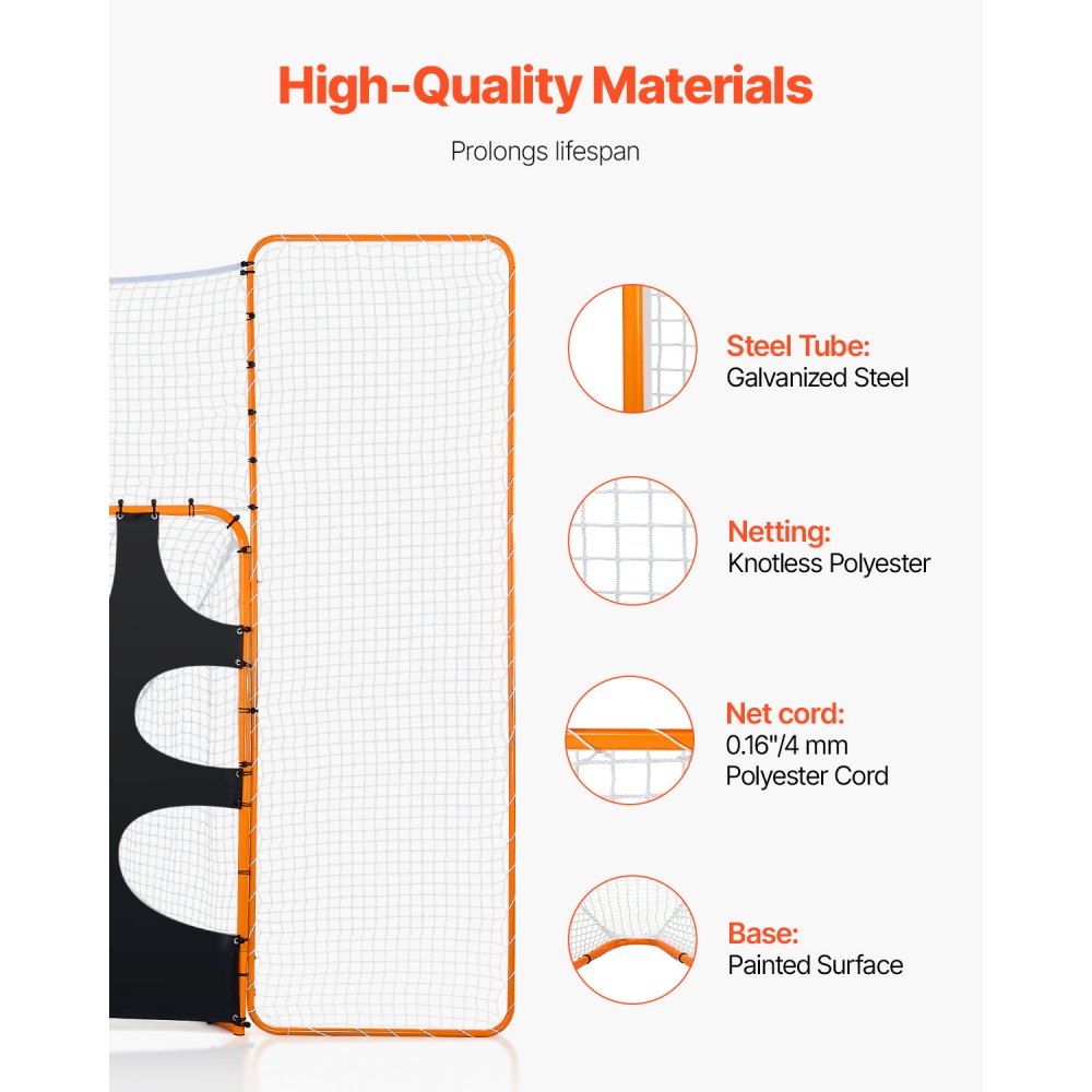 VEVOR 3-IN-1 Lacrosse Goal, 12x9 ft Lacrosse Net with Backstop and Target, Quick & Easy Setup Backyard Rebounder Equipment, Steel Frame Training Nets, Suitable for Youth Adult Training, Orange