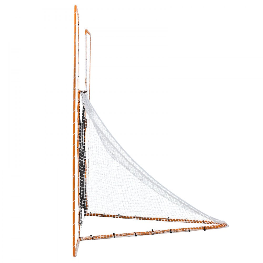 VEVOR 3-IN-1 Lacrosse Goal, 12x9 ft Lacrosse Net with Backstop and Target, Quick & Easy Setup Backyard Rebounder Equipment, Steel Frame Training Nets, Suitable for Youth Adult Training, Orange