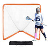 VEVOR Lacrosse Goal, 4' x 4' Small Kids Lacrosse Net, Folding Portable Lacrosse Goal with Carry Bag, Iron Frame Backyard Training Equipment, Quick & Easy Setup, Perfect for Youth Training, Orange