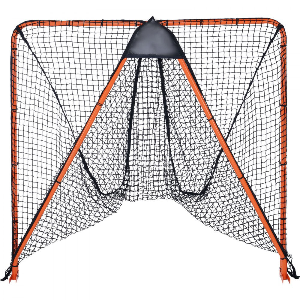VEVOR Lacrosse Goal, 6' x 6' Lacrosse Net, Folding Portable Backyard Lacrosse Training Equipment, Steel Frame Training Net, Quick & Easy Setup Lacrosse Goal, Perfect for Youth Adult Training, Orange