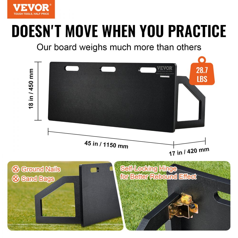 VEVOR Soccer Rebounder Board, 45"X18" Portable Soccer Wall with 2 Angles Rebound, Foldable HDPE Kickback Rebound Board, Soccer Training Equipment for Kids and Adults, Passing & Shooting Practice