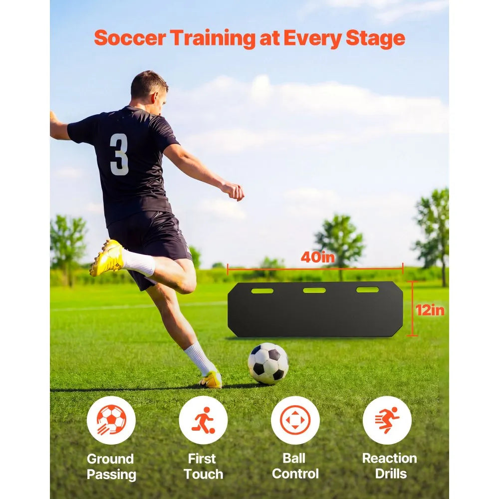 VEVOR Soccer Rebounder Board, 40 x 12 in Portable Soccer Rebound Wall, HDPE Sports Kick Back Trainer, 3 Adjustable Angles, Easy Setup Ball Practice Training Equipment for Passing & Reaction Skills