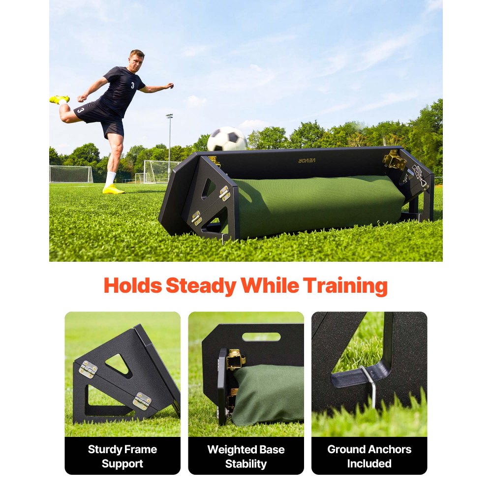 VEVOR Soccer Rebounder Board, 40 x 12 in Portable Soccer Rebound Wall, HDPE Sports Kick Back Trainer, 3 Adjustable Angles, Easy Setup Ball Practice Training Equipment for Passing & Reaction Skills