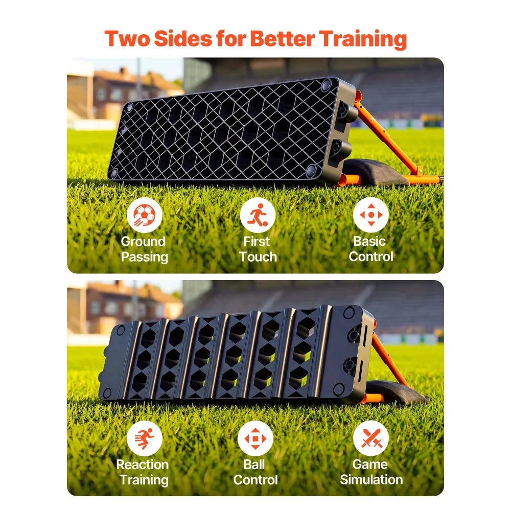 VEVOR Soccer Rebounder Board, 37.4 x 9.8 in Portable Soccer Rebound Wall, Dual Surface Sports Kick Back Trainer, 3 Adjustable Angles, Easy Setup Ball Practice Equipment for Passing & Reaction Skills
