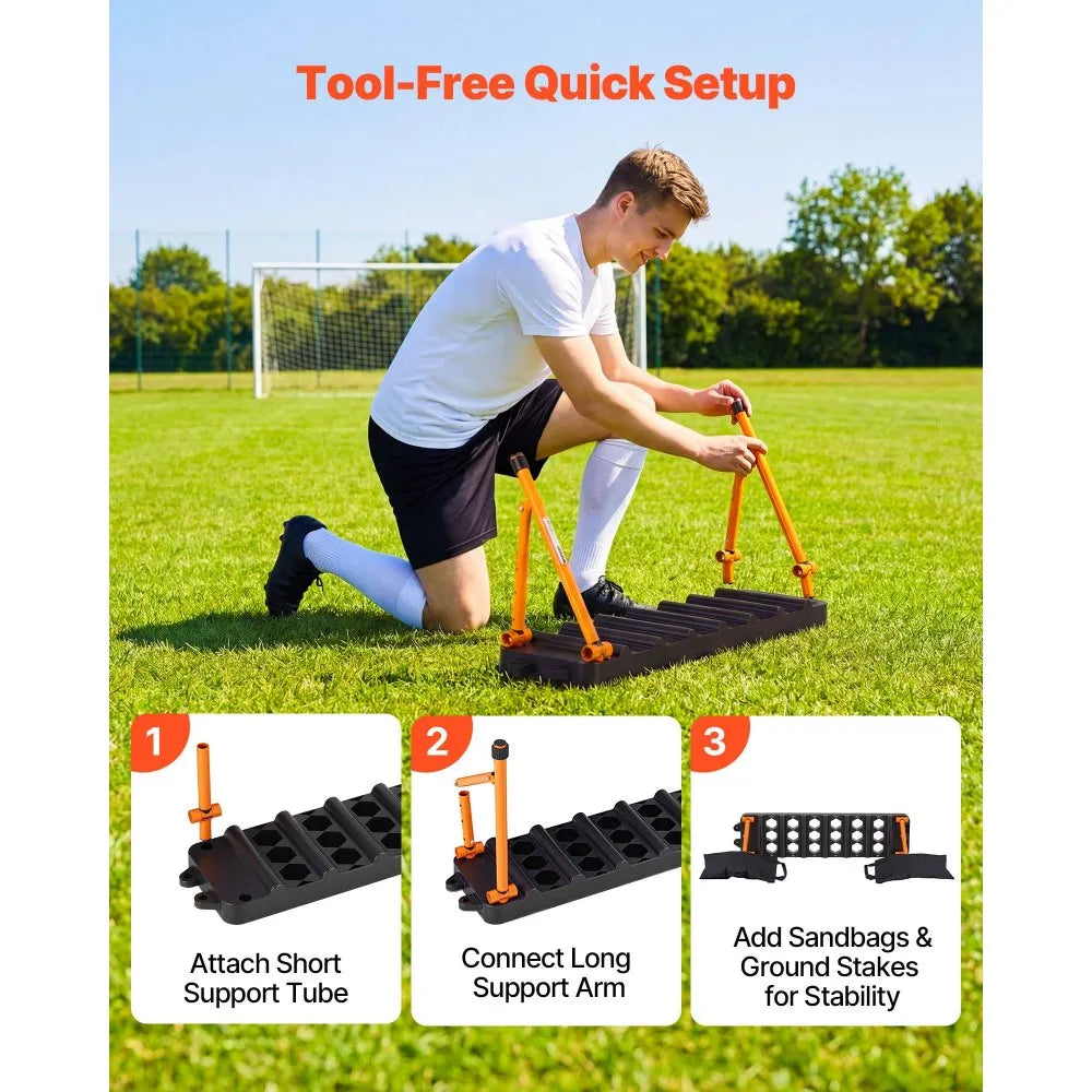 VEVOR Soccer Rebounder Board, 37.4 x 9.8 in Portable Soccer Rebound Wall, Dual Surface Sports Kick Back Trainer, 3 Adjustable Angles, Easy Setup Ball Practice Equipment for Passing & Reaction Skills