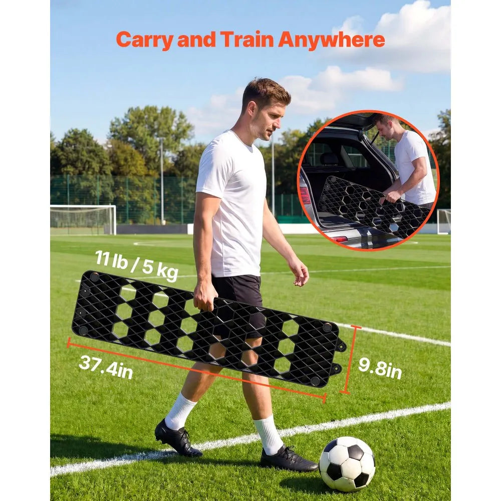 VEVOR Soccer Rebounder Board, 37.4 x 9.8 in Portable Soccer Rebound Wall, Dual Surface Sports Kick Back Trainer, 3 Adjustable Angles, Easy Setup Ball Practice Equipment for Passing & Reaction Skills