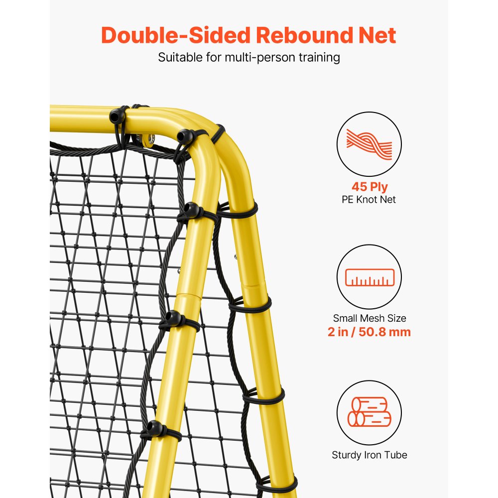 VEVOR Soccer Rebounder Rebound Net, 40"x35"x37" Portable Football Training Gifts, Fully Adjustable Angles Goal Net, Aids & Equipment for Kids Teens & All Ages, Easy Set Up & Perfect Storage