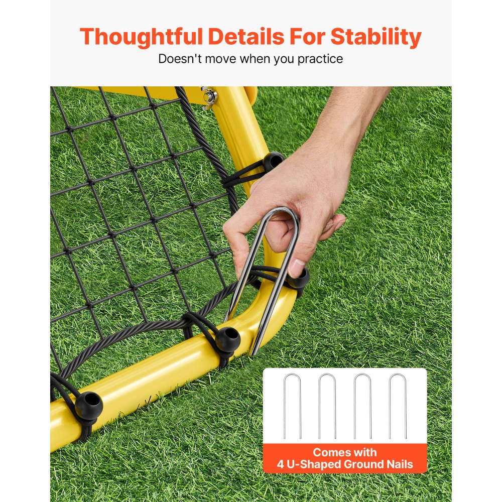 VEVOR Soccer Rebounder Rebound Net, 40"x35"x37" Portable Football Training Gifts, Fully Adjustable Angles Goal Net, Aids & Equipment for Kids Teens & All Ages, Easy Set Up & Perfect Storage