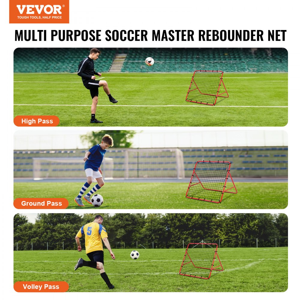 VEVOR Soccer Rebounder Rebound Net, Kick-Back 39"x39", Portable Football Training Gifts, Aids & Equipment for Kids Teens & All Ages, Easy Set Up & Perfect Storage