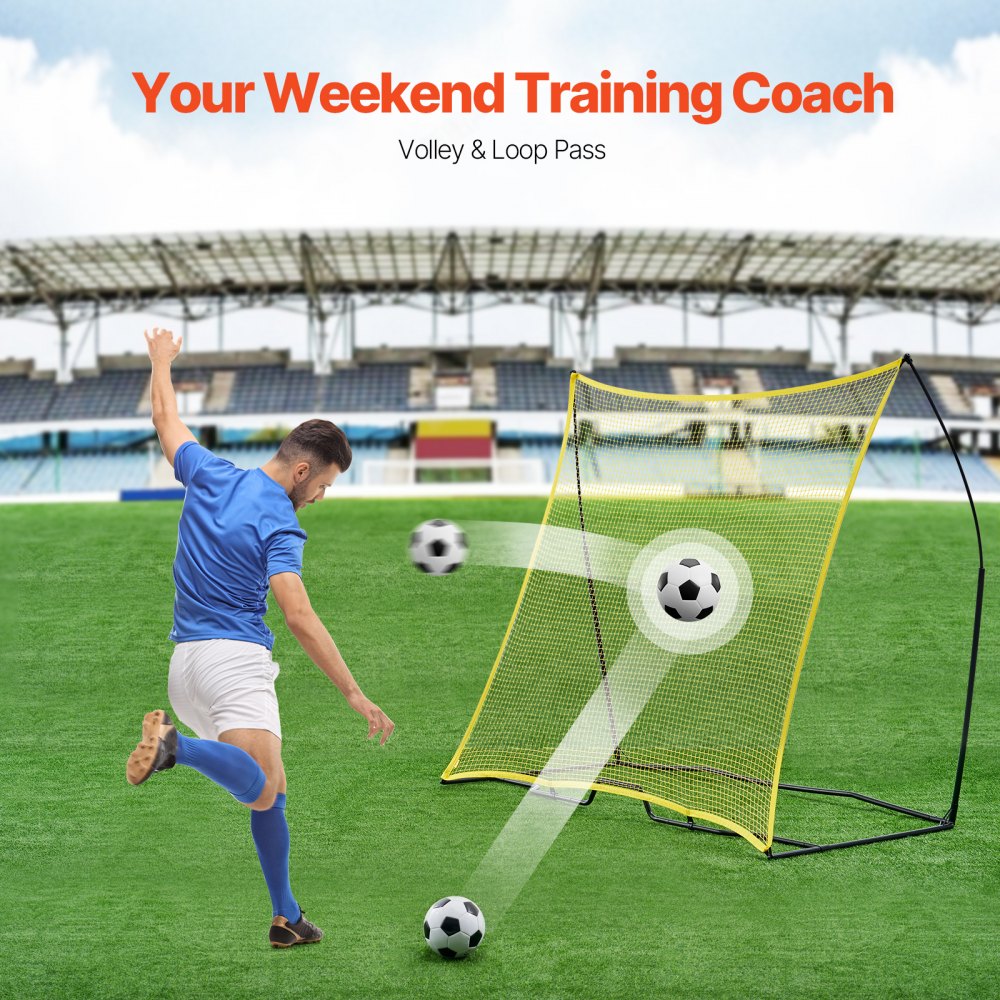 VEVOR Soccer Rebounder, Portable Soccer Trainer, 7x7FT Iron & Polyester Soccer Practice Equipment, Sports Football Rebounder Wall with Portable Bag, Perfect for Team Solo Training, Passing, Volley