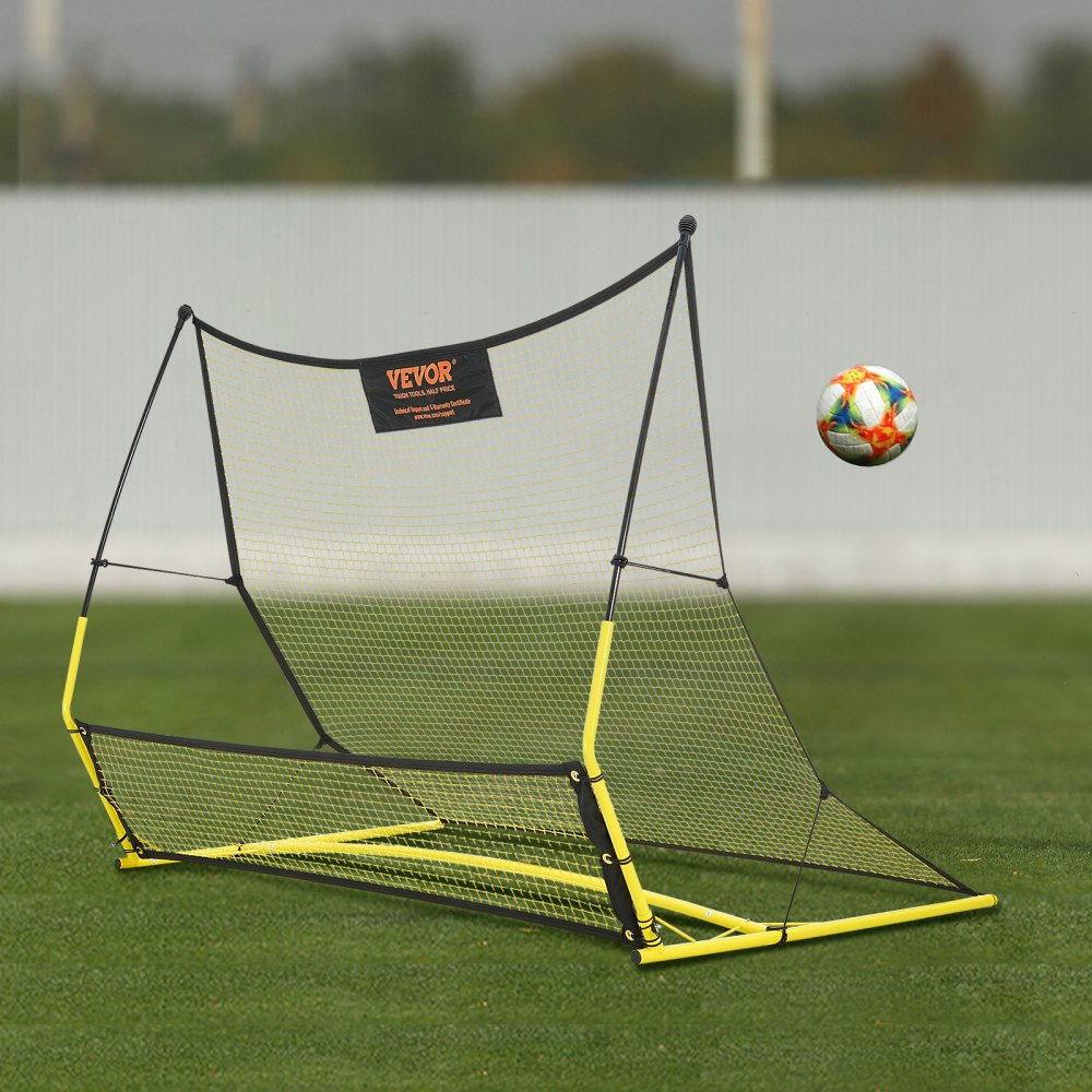 VEVOR Soccer Trainer, 2-IN-1 Portable Soccer Rebounder Net, 71"x40" Iron Soccer Practice Equipment, Sports Football Rebounder Wall with Portable Bag, Perfect for Team Solo Training, Passing, Volley