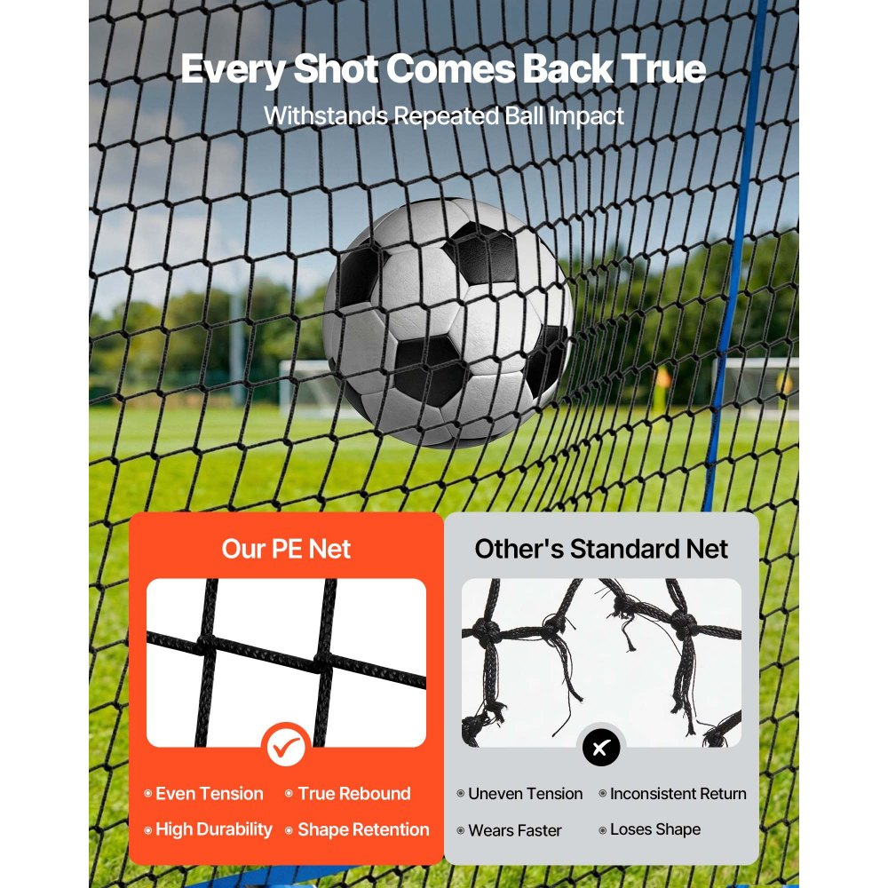 VEVOR Soccer Rebounder Net, Quick-Switch Angle Soccer Goal Rebounder for Control, Passing Practice, Heavy-Duty Iron Frame & PE Net, Easy Setup Ball Training Aids & Equipment for Teens&Adults,7 x 6 ft