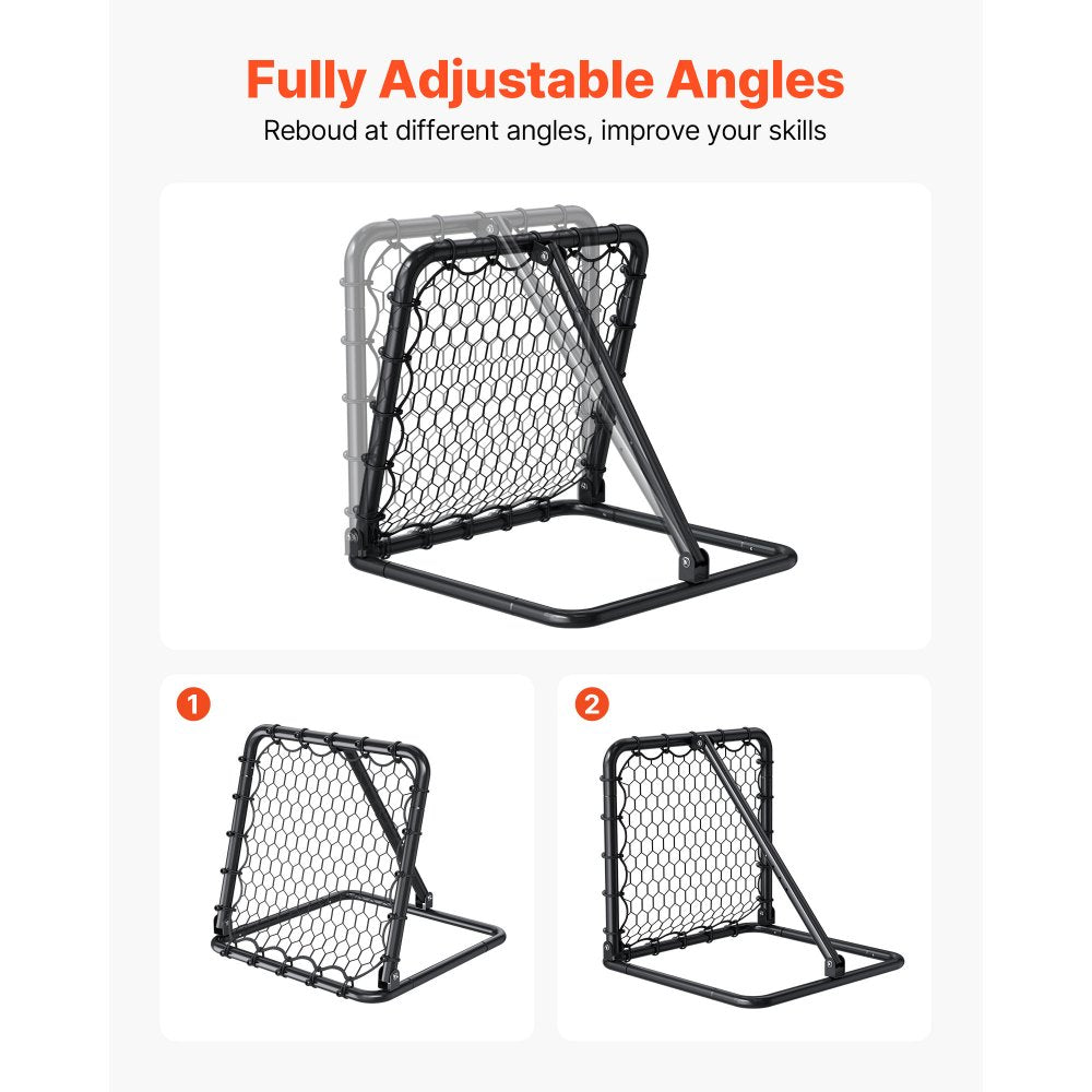 VEVOR Soccer Rebounder Rebound Net, Kick-Back 34"x34", Portable Football Training Gifts, Fully Adjustable Angles Goal Net, Aids & Equipment for Kids Teens & All Ages, Easy Set Up & Perfect Storage